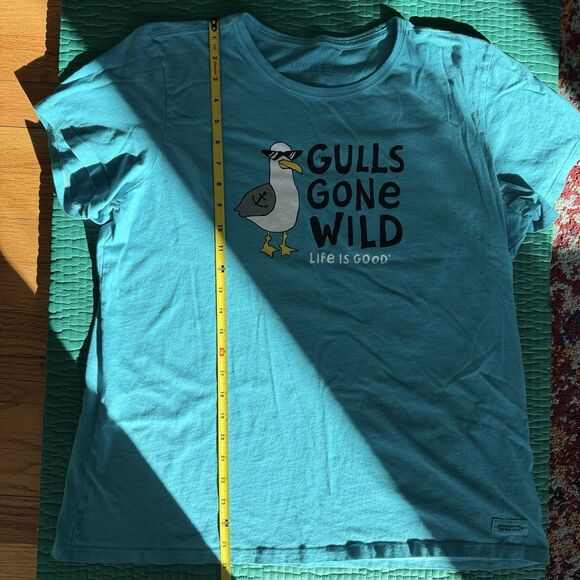 Life Is Good Womens XL Teal Seagulls Gulls Gone Wild Crusher Tee Tshirt Cotton - Picture 13 of 14
